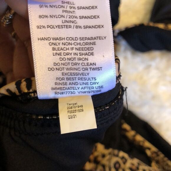 Leopard Print Contrast Trim Stretch Plunged Cut Out One-Piece Swimsuit XL NWT - Picture 6 of 9